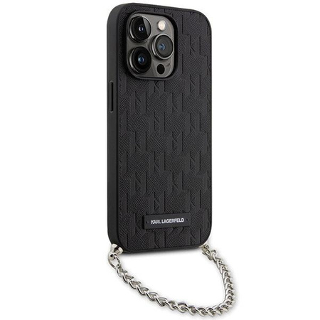 Etui Karl Lagerfeld Saffiano Monogram Chain KLHCP14XSACKLHPK na iPhone 14 Pro Max - czarne