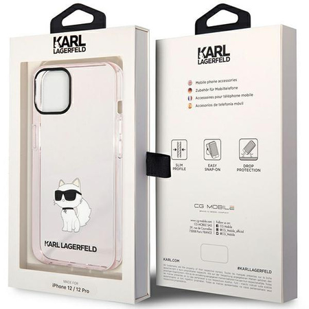 Etui Karl Lagerfeld KLHCP12MHNCHTCP na iPhone 12 /12 Pro - różowe Ikonik Choupette