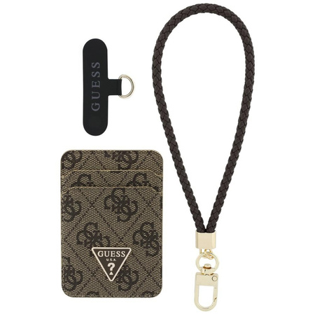 Zestaw portfel + hand strap Guess        triangle MagSafe brązowy