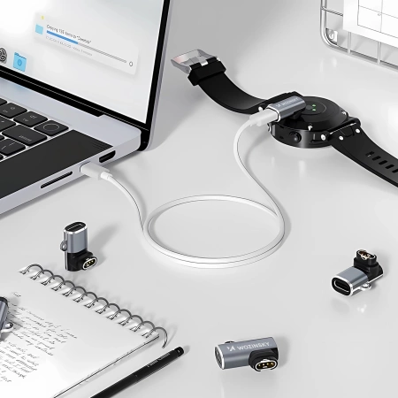 WOZINSKY PRZEJŚCIÓWKA USB-C DO SMARTWATCH GARMIN SZARY, WYSOKA