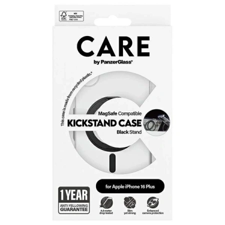 Etui CARE by PanzerGlass Feature Kickstand Case z MagSafe na iPhone 16 Plus - czarne