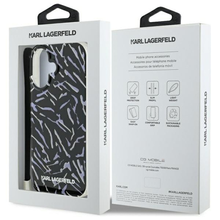 KARL LAGERFELD KLHCP16SHZBPKCCU CASE DO IPHONE 16 6.1 ZEBRA Z CORD Z WZOREM