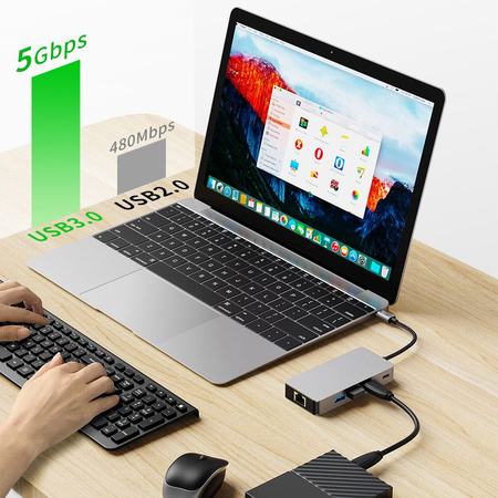 TECH-PROTECT HUB ADAPTER 9IN1 TYPE-C DO KOMPUTERA USB3.0 HDMI 4K PD100W