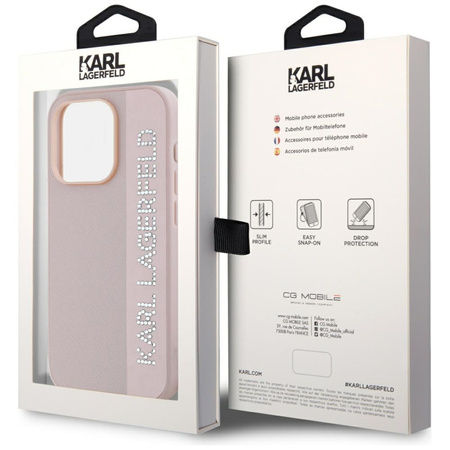 KARL LAGERFELD HARDCASE DO IPHONE 15 PRO 6.1 Z RHINESTONES I CHARM SAFFIANO