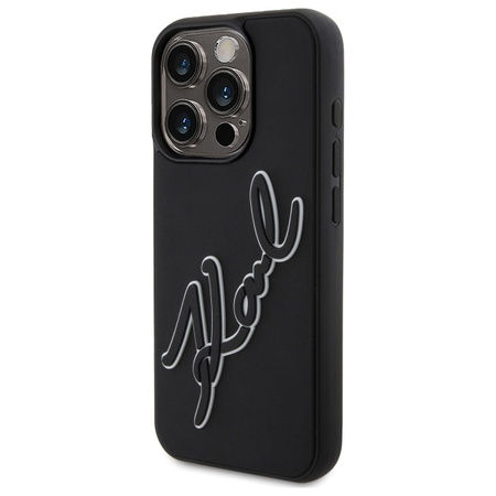 KARL LAGERFELD ETUI HARDCASE DO IPHONE 15 PRO 6.1 3D RUBBER SIGNATURE