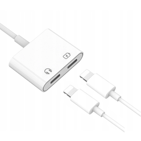 Przejściówka do telefonu Co2, kabel adapter złącze 2x do iPhone, Słuchawki + ładowanie, biała