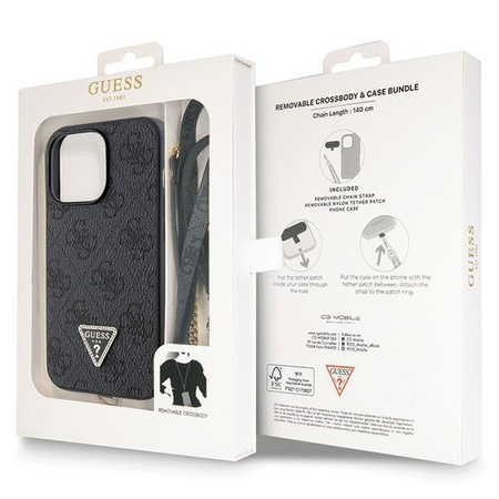 Etui Guess GUHCP13LP4TDSCPK na iPhone 13 Pro / 13 - czarne Crossbody 4G Metal Logo