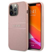 Etui Guess GUHCP13XPSASBPI na iPhone 13 Pro Max - różowe Saffiano Stripe