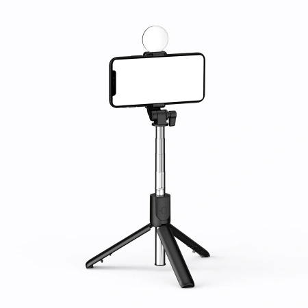 HURTEL SELFIE STICK TEELESKOPOWY TRIPOD Z OKRĄGŁĄ LAMPĄ DO TELEFONÓW 0.71M