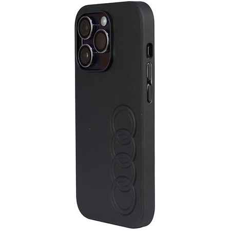 Etui Audi Synthetic Leather na iPhone 14 Pro - czarne AU-TPUPCIP14P-TT/D1-BK