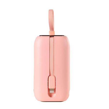 Joyroom powerbank 10000mAh Colorful Series 22.5W z 2 wbudowanymi kablami USB C i Lightning różowy (JR-L012)