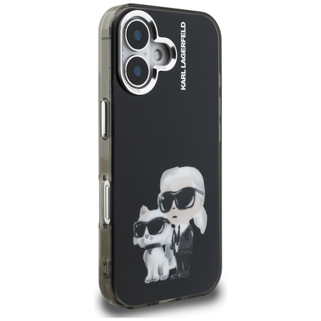 Etui Karl Lagerfeld IML Aquarelle Karl & Choupette & Logo do iPhone 16 czarny