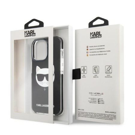 Etui Karl Lagerfeld KLHCP13LTPECK na iPhone 13 Pro / 13 hardcase - czarne Choupette Head