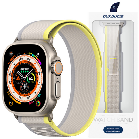 Sportowy pasek na rzepy do Apple Watch 8 / 7 / 6 / SE / 5 / 4 / 3 / 2 / 1 (38, 40, 41 mm) Dux Ducis Strap YJ Version - żółto-beżowy