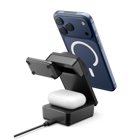SPIGEN EF323MQ ESSENTIAL 3IN1 MAGNETIC MAGSAFE WIRELESS CHARGER 25W QI2.2 BLACK