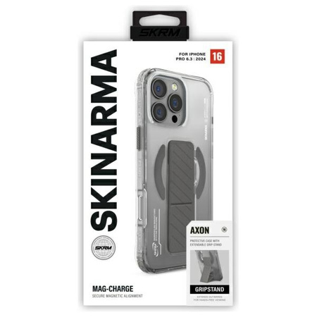 Skinarma etui Axon iPhone 16 Pro 6.3    Magnetic Charging + Grip Stand titanium