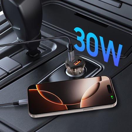 TECH-PROTECT CC01 ŁADOWARKA SAMOCHODOWA DO SMARTFONÓW 2-PORTOWA PD30W QC3.0