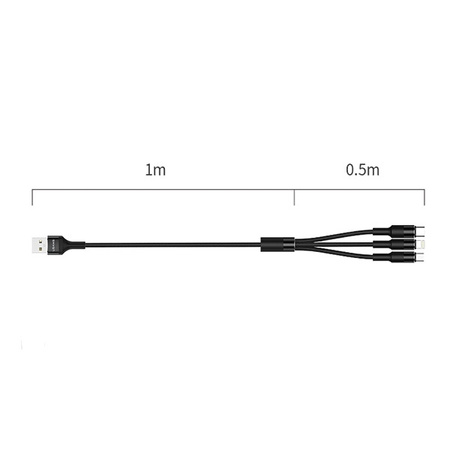 USAMS KABEL PLECIONY 3W1 DO LIGHTNING MICRO USB USB-C 1,5M 2A DO TELEFONÓW