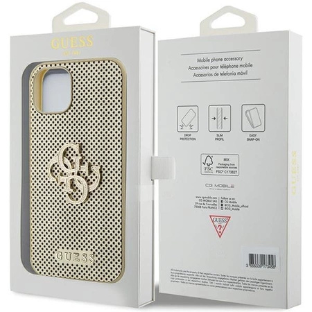 Etui Guess Perforated 4G Glitter do iPhone 15 - złote