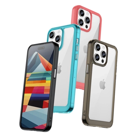 Wzmocnione etui z elastyczną ramką do iPhone 15 Outer Space - czerwone