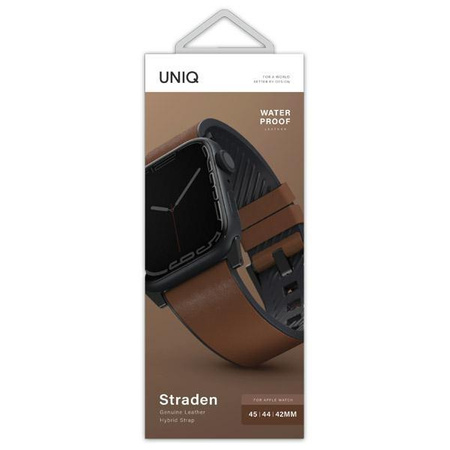 UNIQ pasek Straden Apple Watch Series 1/2/3/4/5/6/7/8/SE/SE2/Ultra 42/44/45/49mm. Leather Hybrid Strap brązowy/brown