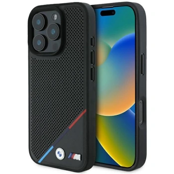 BMW BMHMP16L23PUPDK iPhone 16 Pro 6.3 czarny/black hardcase M Perforated Tricolor Line MagSafe