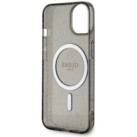 Etui Guess GUHMP14SHCMCGK na iPhone 14 - czarne Glitter Gold MagSafe