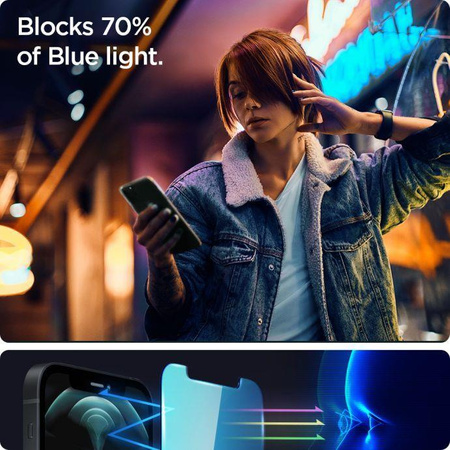 SZKŁO HARTOWANE SPIGEN GLAS.TR ”EZ FIT” 2-PACK IPHONE 13 / 13 PRO ANTIBLUE
