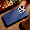 iCarer Case Leather pokrowiec etui z naturalnej skóry do iPhone 14 Pro niebieski (WMI14220706-BU) (kompatybilne z MagSafe)