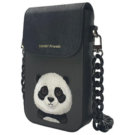 Nimmy Zestaw 3w1 torebka na telefon +    portfel + etui na lokalizator czarny/black Big Eyed Pet 2.0 Panda