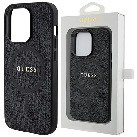 Etui Guess 4G Collection Leather Metal Logo MagSafe na iPhone 14 Pro - czarne