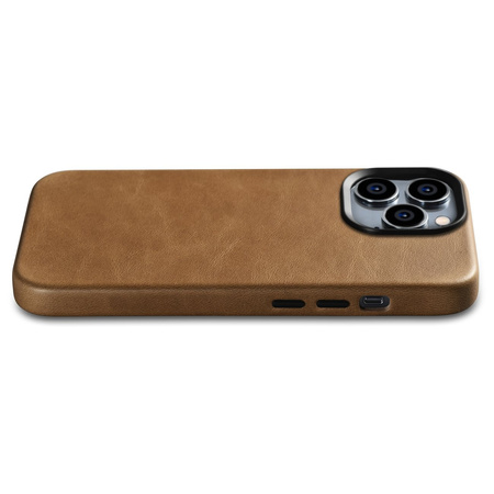 iCarer Oil Wax Premium Leather Case skórzane etui iPhone 14 Pro Max magnetyczne z MagSafe brązowy (WMI14220704-TN)