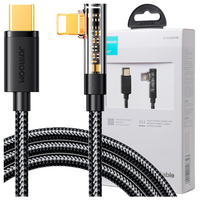 Joyroom kabel Lightning kątowy - USB C do szybkiego ładowania i transferu danych 20W 1,2 m czarny (S-CL020A6)