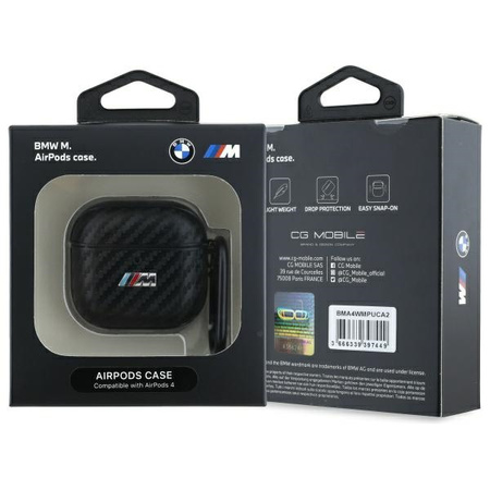 BMW ETUI DO AIRPODS 4 PU CARBON M COLLECTION Z OCHRONĄ PRZED ZARYSOWANIAMI