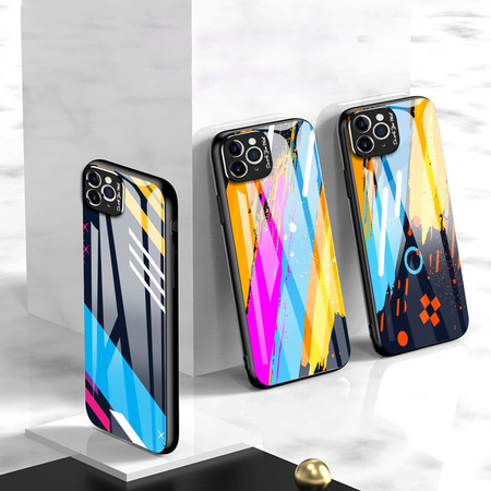 Color Glass Case etui pokrowiec nakładka ze szkła hartowanego z osłoną na aparat iPhone 11 Pro Max pattern 1