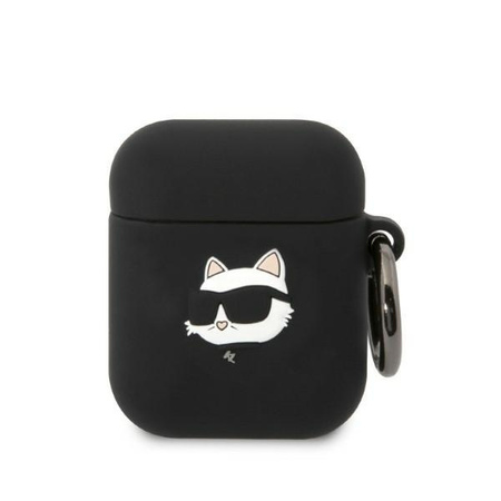 Etui Karl Lagerfeld KLA2RUNCHK na AirPods 1/2 - czarne Silicone Choupette Head 3D