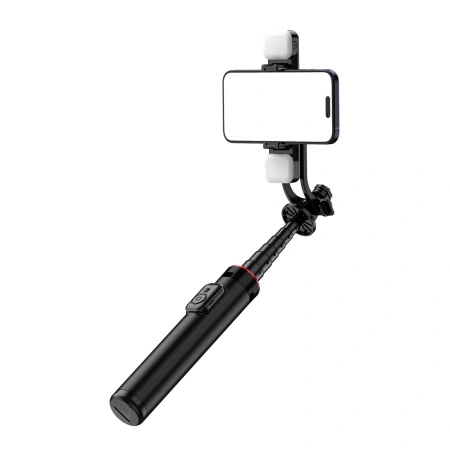 HURTEL SELFIE STICK TELESKOPOWY TRIPOD 1.3M DO TELEFONÓW Z LAMPĄ PODWÓJNĄ