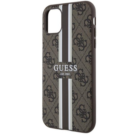 Etui Guess GUHMN61P4RPSW na iPhone 11 / Xr - brązowe 4G Printed Stripes MagSafe
