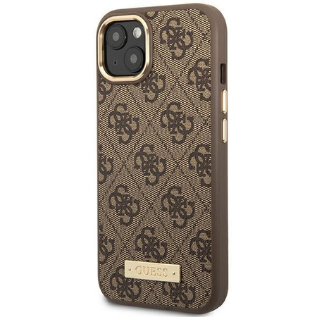 Guess GUHMP14SU4GPRW iPhone 14 6,1" brązowy/brown hard case 4G Logo Plate MagSafe