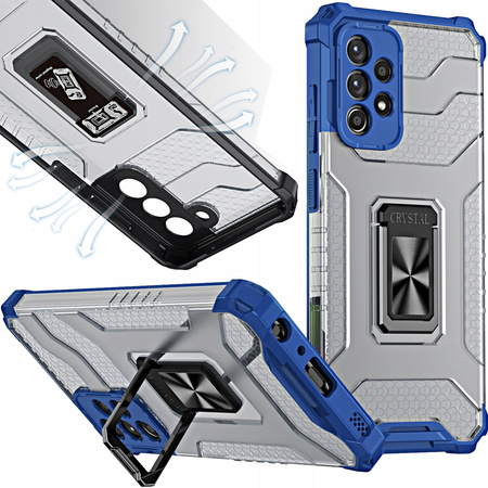 Crystal Ring Case pancerne hybrydowe etui pokrowiec + magnetyczny uchwyt Samsung Galaxy A72 4G niebieski