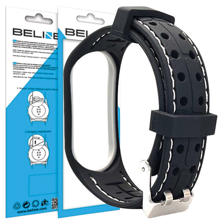 BELINE PASEK DO MI BAND 3 4 ZAMIENNY OPASKA SPORTOWA ZATRZASK CZARNO-BIAŁA