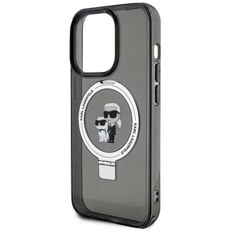 Etui Karl Lagerfeld Ring Stand Karl&Choupettte MagSafe do iPhone 15 Pro Max - czarne