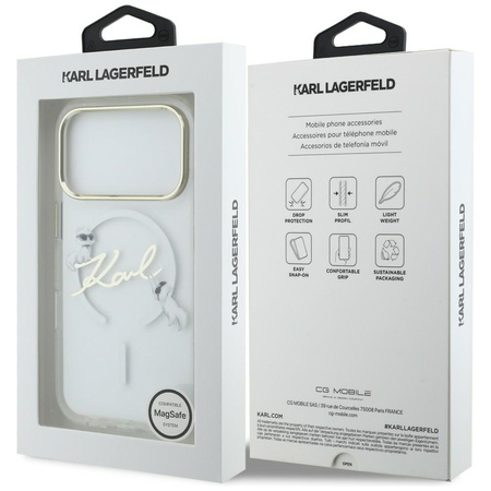 Etui Karl Lagerfeld IML Choupettes Karl  Script Logo MagSafe do iPhone 17 Pro Max przezroczysty