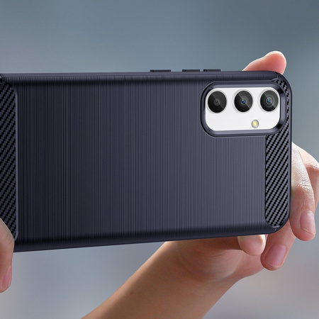 Carbon Case etui do Samsung Galaxy A54 5G elastyczny silikonowy karbonowy pokrowiec niebieskie