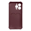 Card Armor Case etui pokrowiec do iPhone 12 Pro Max portfel na kartę silikonowe pancerne etui Air Bag malinowy