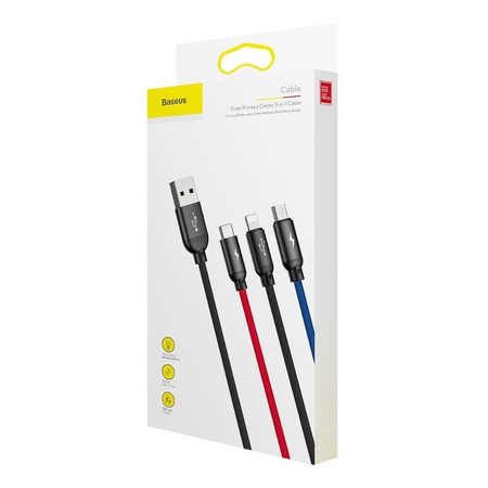 BASEUS KABEL 3W1 USB-C DO LIGHTNING MICRO DO TELEFONÓW IPHONE 0,3M ZESTAW