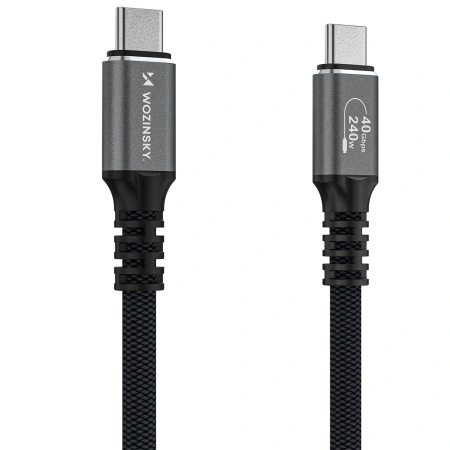 Kabel Wozinsky WPS-UY415S USB-C USB4 40Gb/s 240W 1,5m 4K - czarny