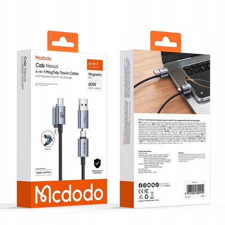 MCDODO KABEL USB-C USB 4W1 SZYBKIE ŁADOWANIE DO IPHONE 14 MACBOOK 60W 1M