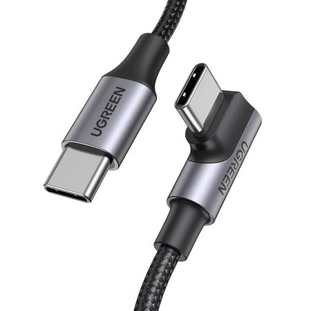 Kabel kątowy Ugreen US334 USB-C / USB-C 90º 480Mb/s 2m - czarny