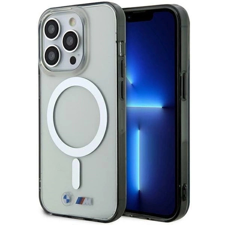 Etui BMW Silver Ring MagSafe na iPhone 15 Pro - przezroczyste
